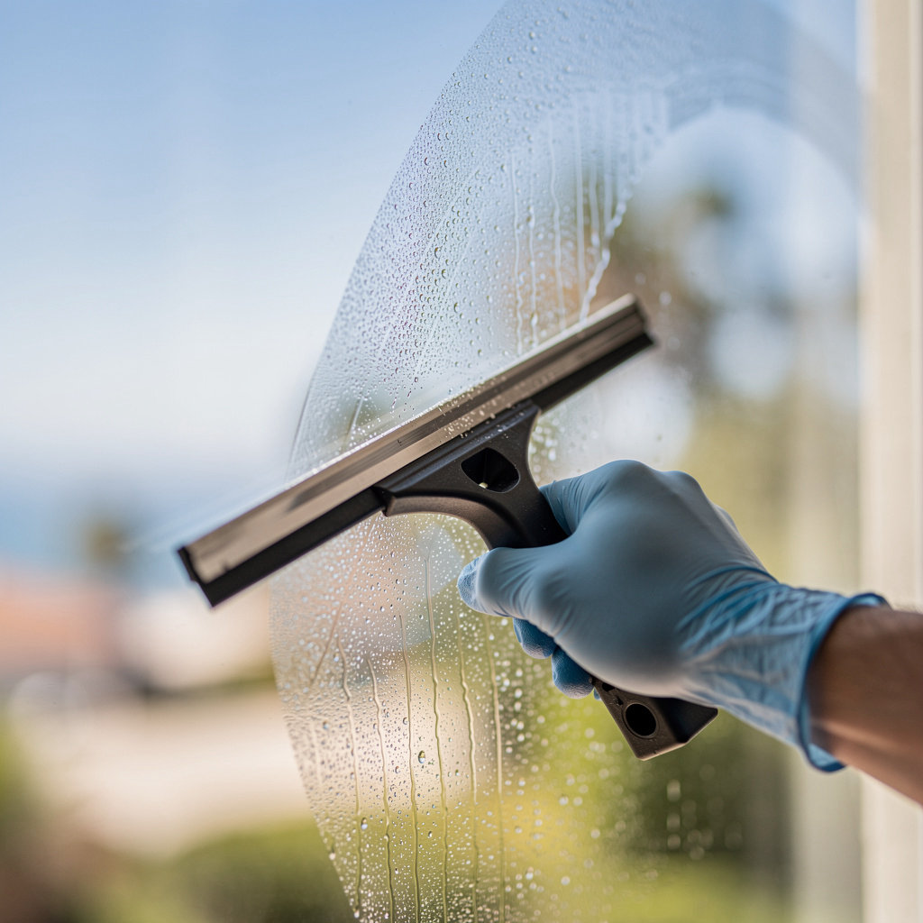 Brighter Coast Solutions residential window cleaning service for a San Diego home with sparkling clean windows